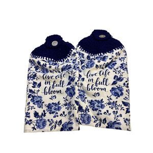 #4796 Hand made set of blue kitchen towels knitted